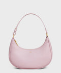 Pastel Pink Crescent Shoulder Bag with Zip Closure