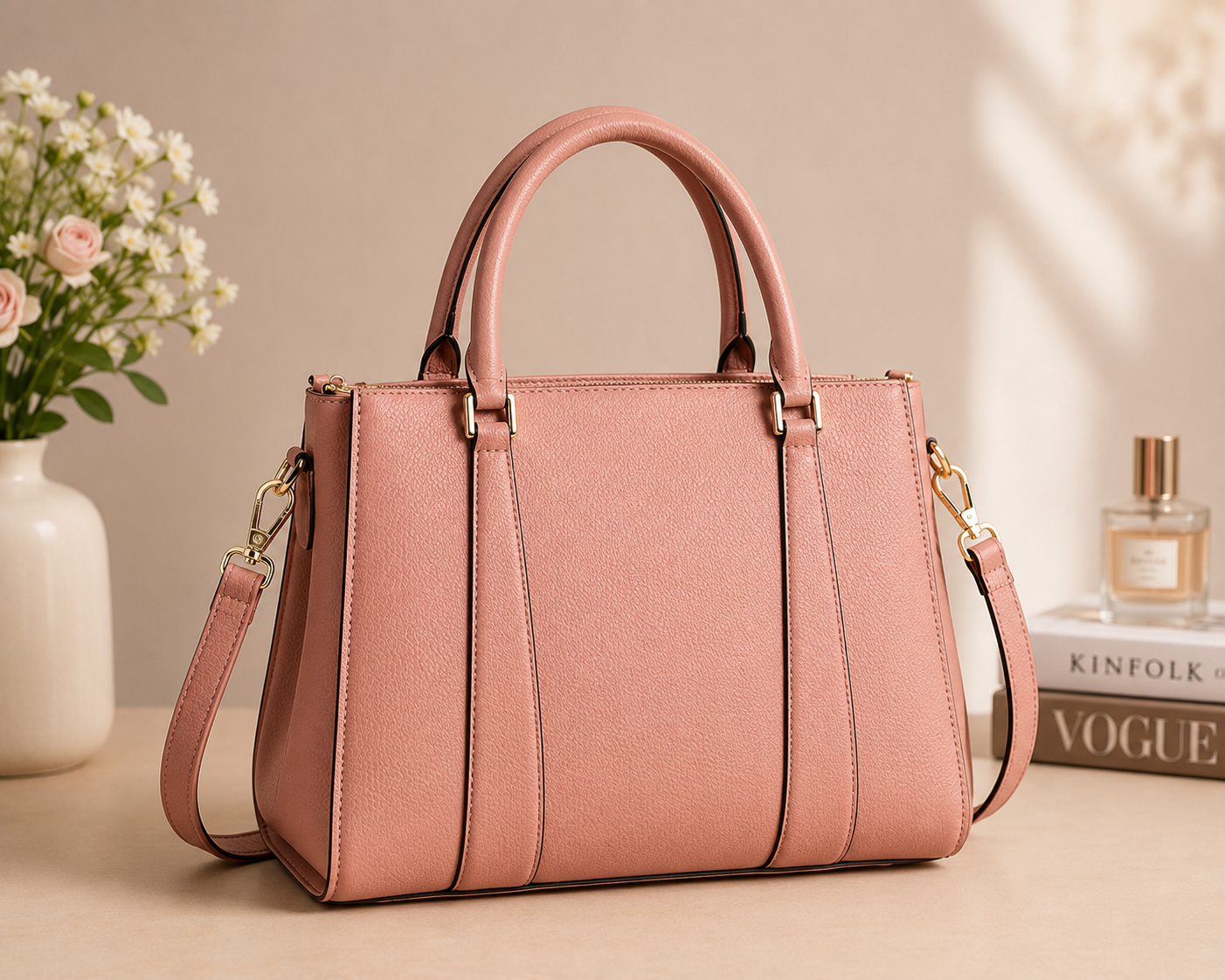 Women’s PU Leather Handbag with Adjustable Shoulder Strap
